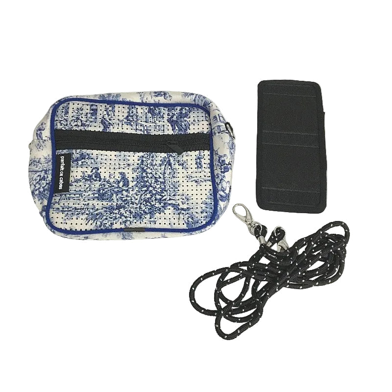 Parfait Ce Cabas Neoprene Blue Vintage Print Multi-use Zip Up Shoulder Bag NEW