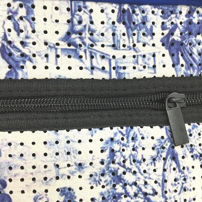 Parfait Ce Cabas Neoprene Blue Vintage Print Multi-use Zip Up Shoulder Bag NEW