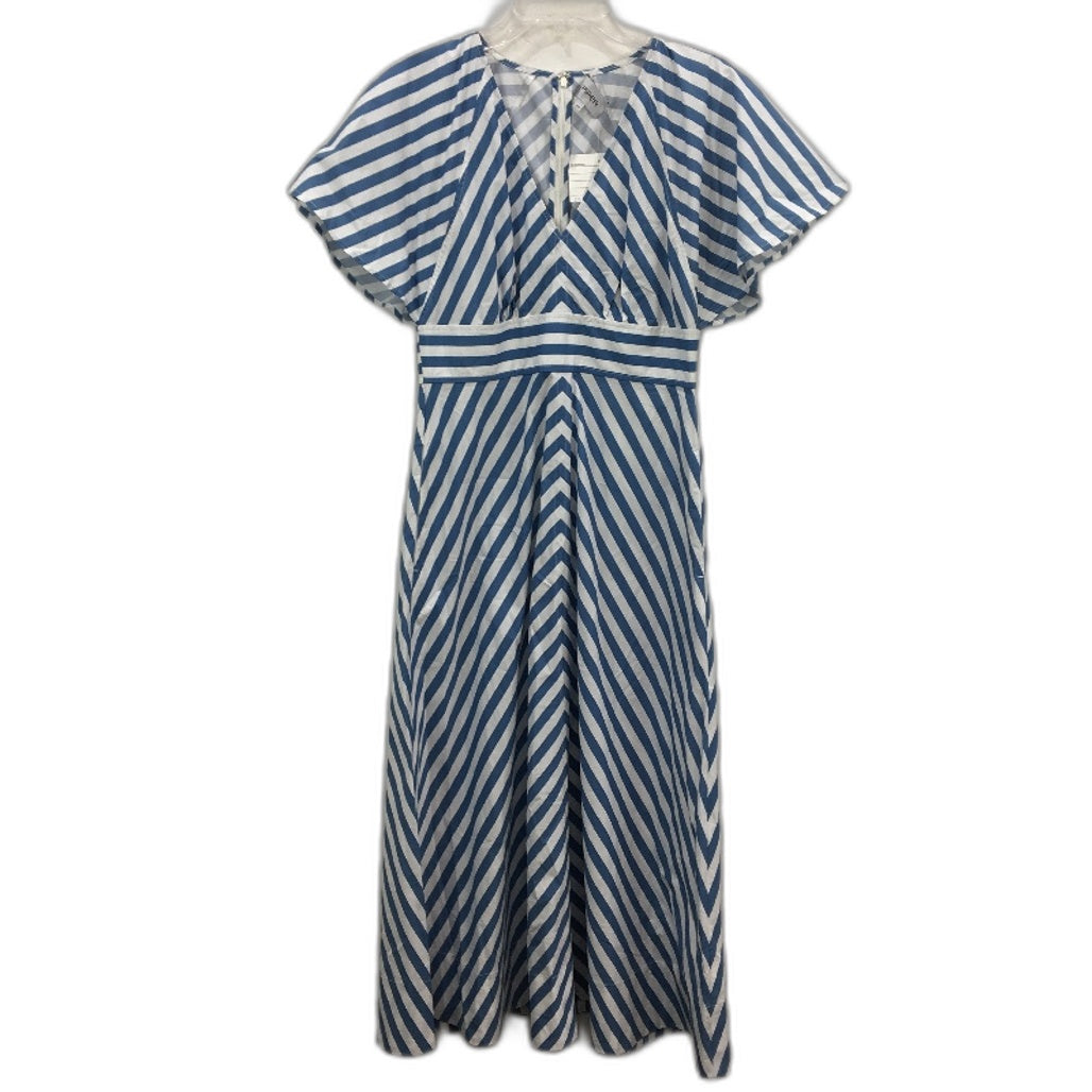 Piper Myers White & Blue Stripe Organic Cotton Pocket Dress Ladies Size 10 NEW