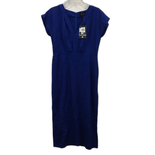 Basque Euro Linen Blend Cobalt Lightweight Dress W/ Pockets Ladies Size 10 NEW