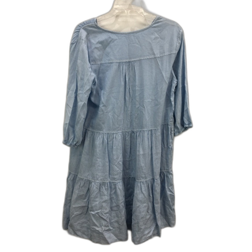 Grab Denim Dusty Blue Euro Linen Blend Dress W/ Pockets Ladies Size 10 NEW