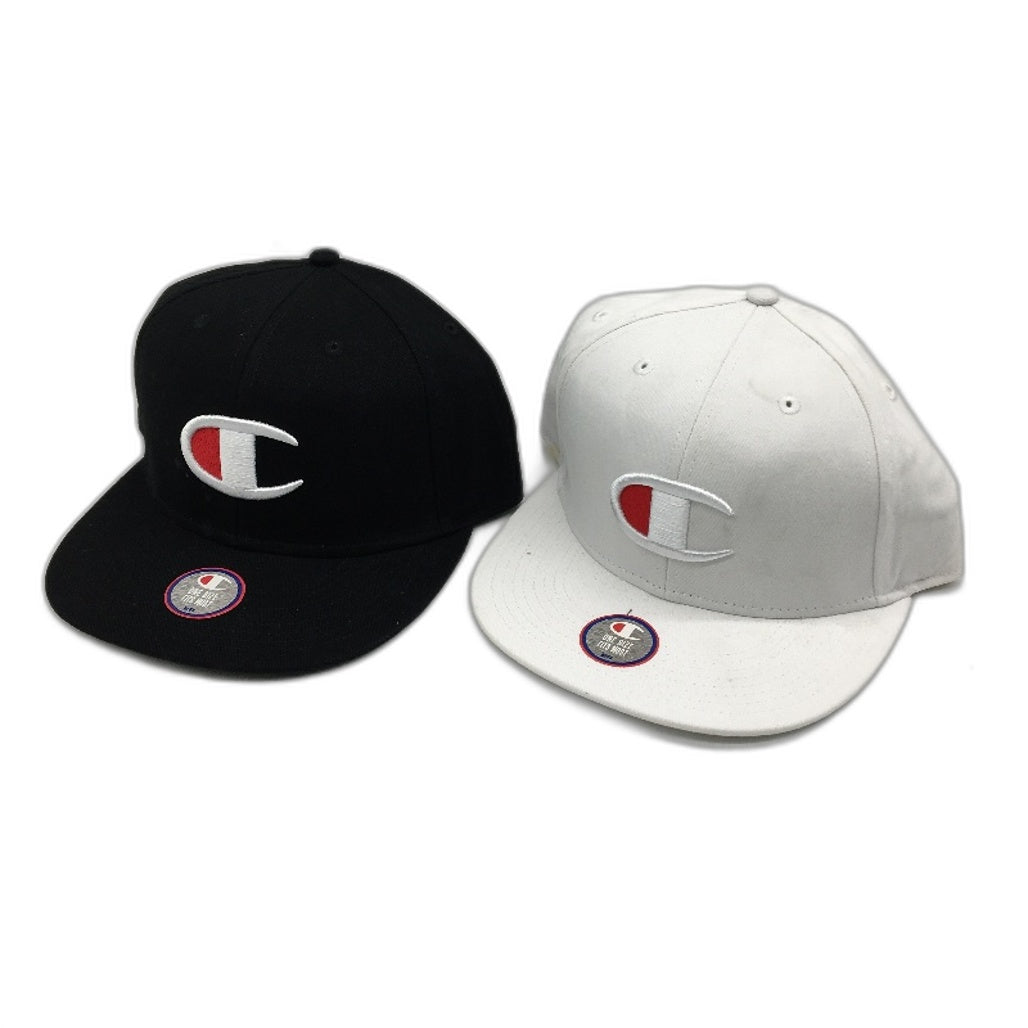Champion 2 Pack White Black Embroidered Snapback Baseball Caps Unisex OSFM NEW