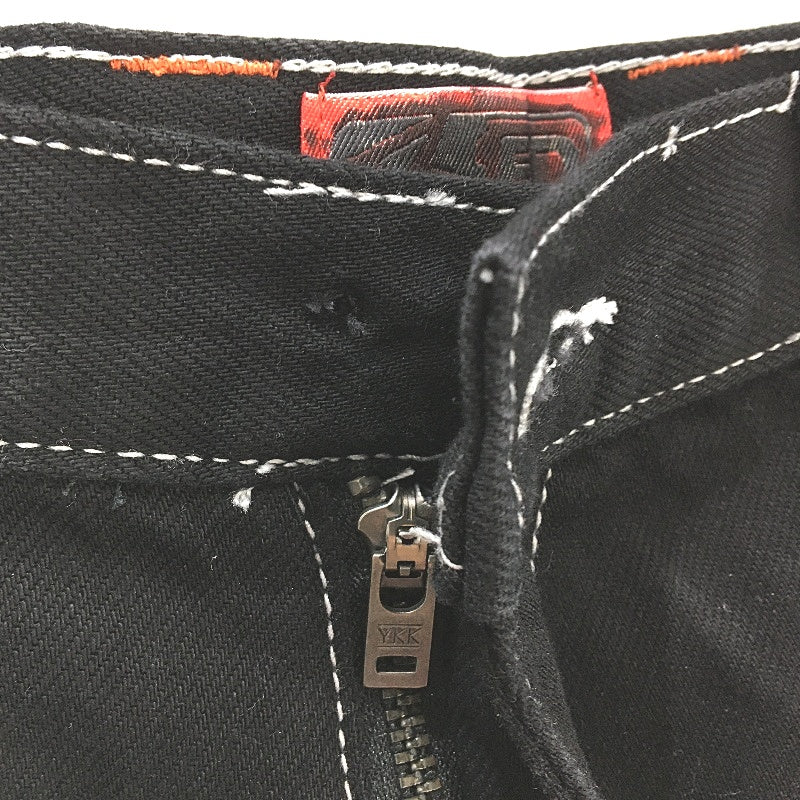 Rusty Black Orange Detail Baggy Fit Flip Daddy 2.0 Denim Jeans Mens Size 34 NEW