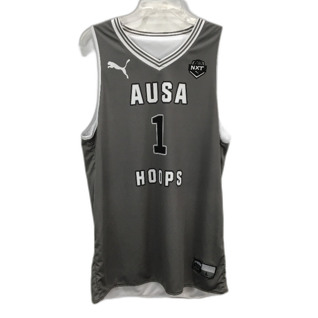 Puma Reversible AUSA 1 Hoops Grey Baketball Jersey Tank Mens Size Large