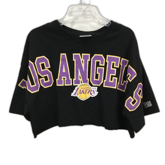 NBA Los Angeles Lakers Black Wide Fit Super Cropped Tee Ladies Size Medium