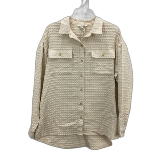 Subtitled Coconut Posey Oversized Cotton Blend Waffle L/Sleeve Shirt Size S NEW