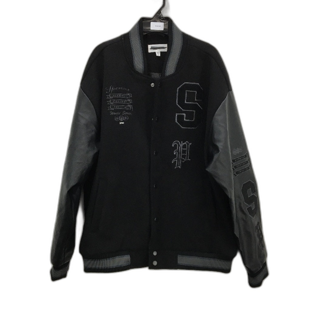 Spencer Project Solid Black Varsity University Style Jacket Size Small NEW