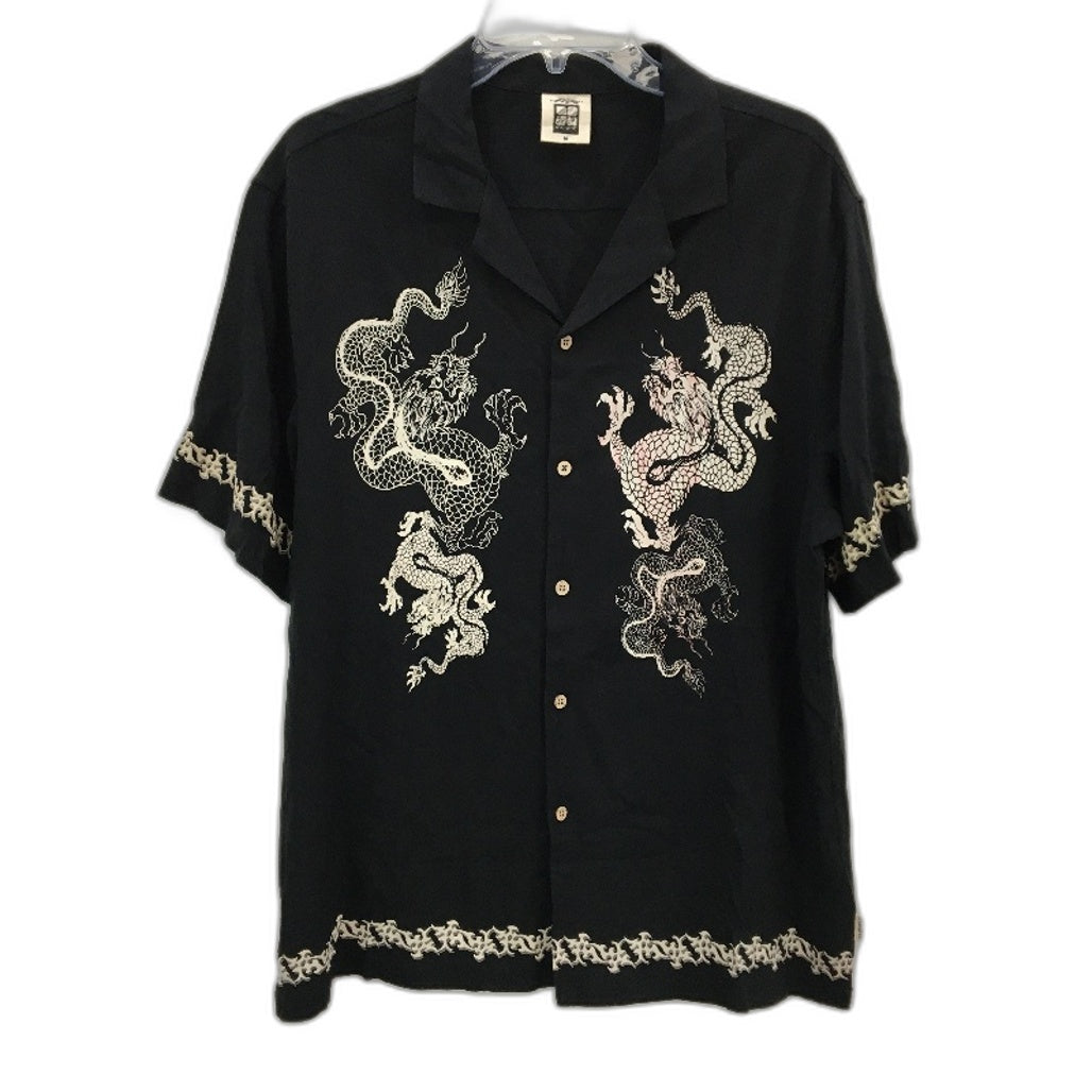 Insight Black Dragon Print Casual Resort Light Short Sleeve Shirt Size M NEW