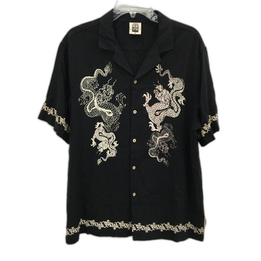 Insight Black Dragon Print Casual Resort Light Short Sleeve Shirt Size M NEW