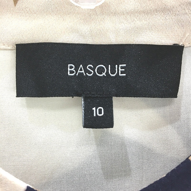 Basque Navy & Blush Beige Patterned Long Sleeve Shirt Ladies Size 10 NEW