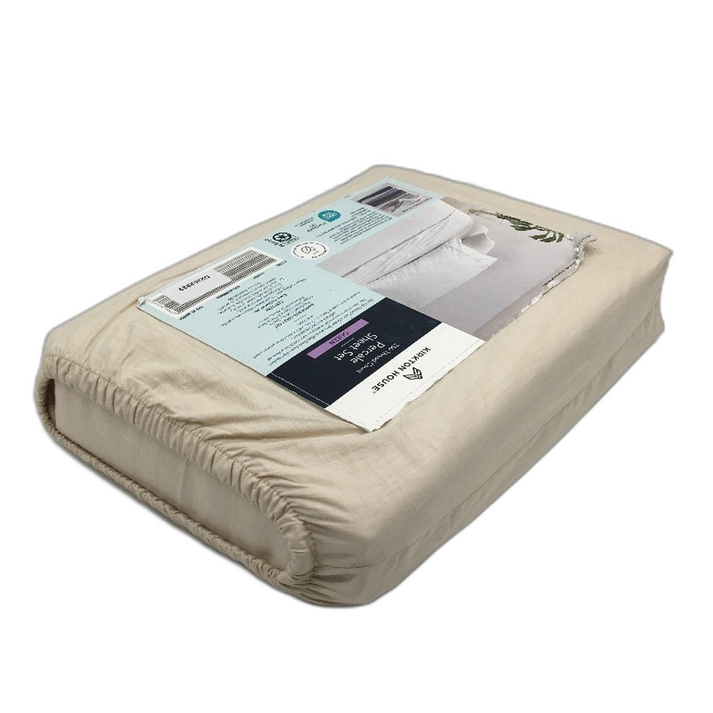 Kirkton House Beige 250 Thread Count Cotton Percale Sheet Set QUEEN Size NEW
