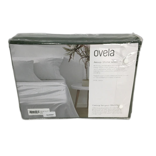 Ovela Aesop Avocado Green 100% Cotton Fitted Sheet Set QUEEN Size NEW