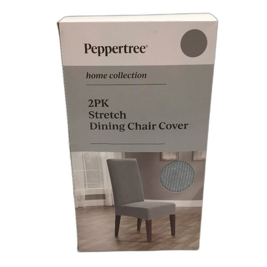 Peppertree Home 2 Pack Soft Grey Stretch Corduroy Ribbed Dining Chair Cover NEW