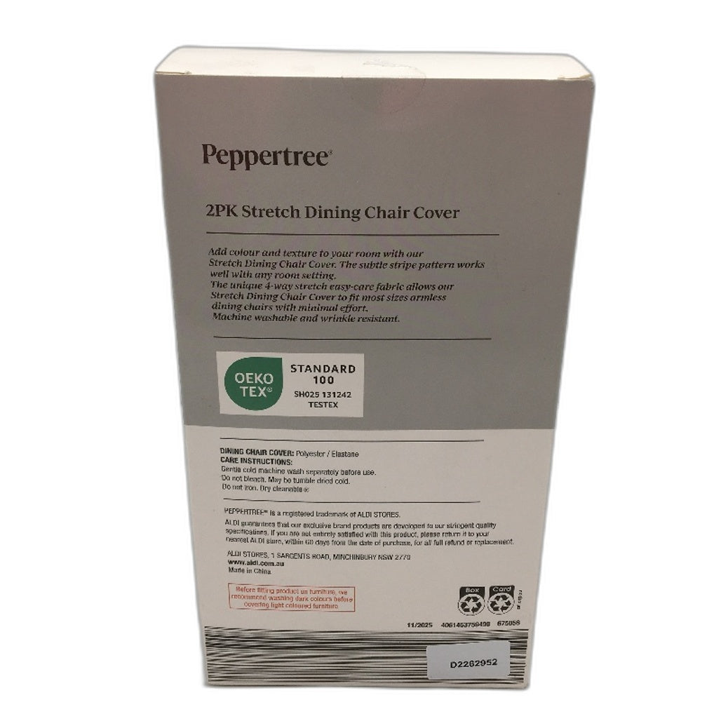 Peppertree Home 2 Pack Soft Grey Stretch Corduroy Ribbed Dining Chair Cover NEW