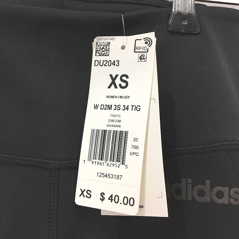 Adidas Aeroready Triple Stripe Black Tights Hidden Pocket Ladies Size XS 4-6 NEW