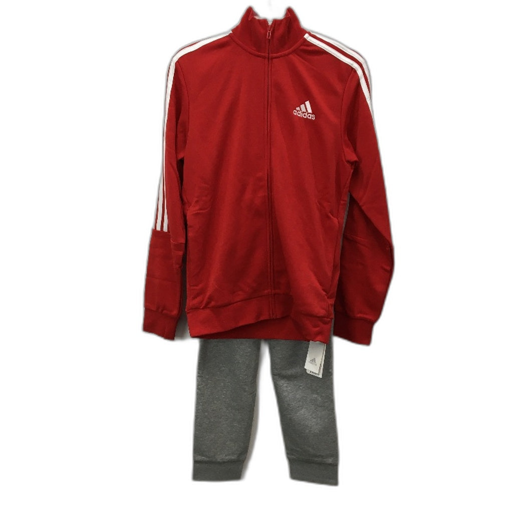 Adidas Essentials 3 Stripes Red Grey Track Suit Set Mens Size XS UK 32/34 NEW