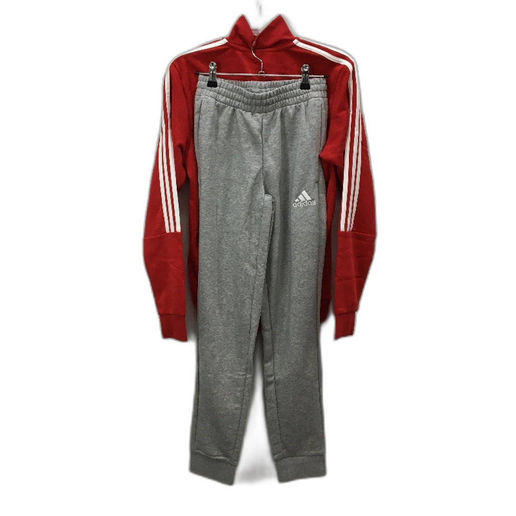 Adidas Essentials 3 Stripes Red Grey Track Suit Set Mens Size XS UK 32/34 NEW