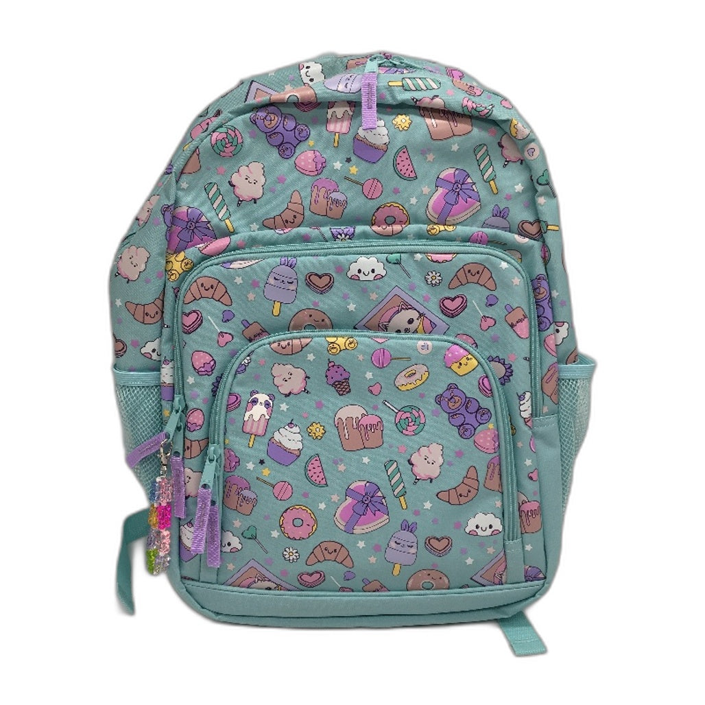 Aqua Blue Sweet Treat Dessert Print 4 Piece Foodie Backpack & Lunch Bag Set NEW