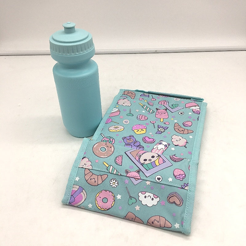 Aqua Blue Sweet Treat Dessert Print 4 Piece Foodie Backpack & Lunch Bag Set NEW