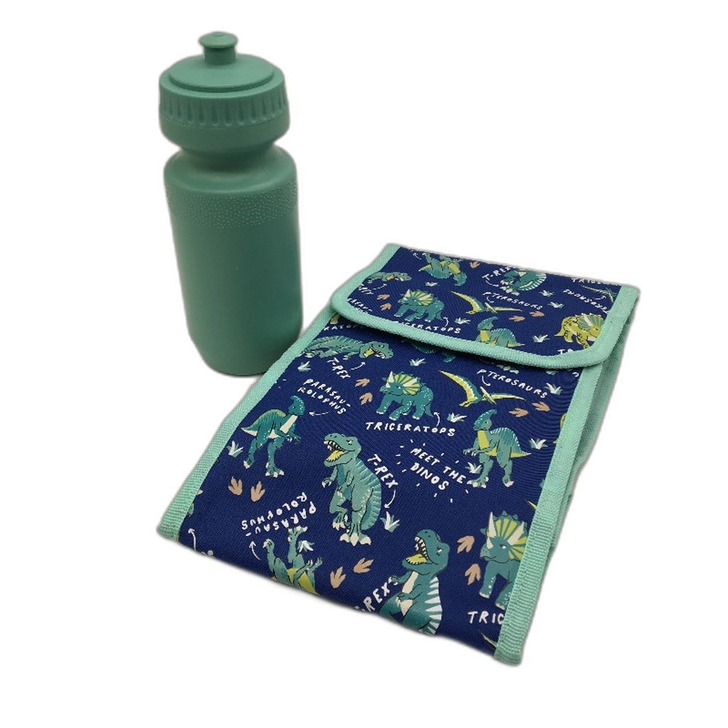 Rpyal Blue Dinosaur Themed Print 3 Piece Dino Backpack & Lunch Bag Set NEW