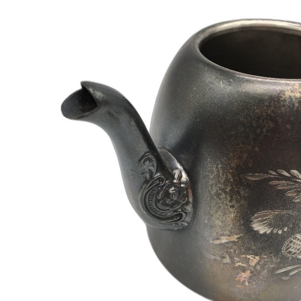 ANTIQUE Eagles P Company Small Silver Plated Teapot & Sugar Bowel Set