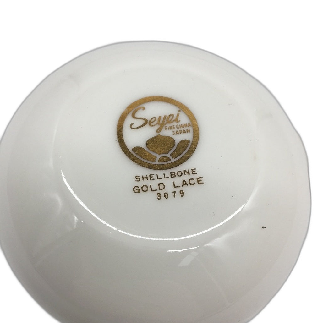 VINTAGE 12 Piece Seyei Shellbone Gold Lace Fine China Cup Set Made In Japan