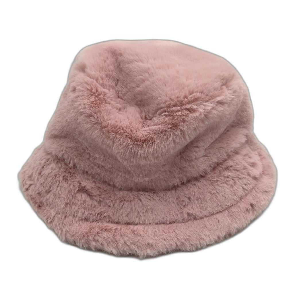 Insight Fuzzy Bucket Hat Warm Soft Fluffy Pink Adjustable Womens One Size NEW