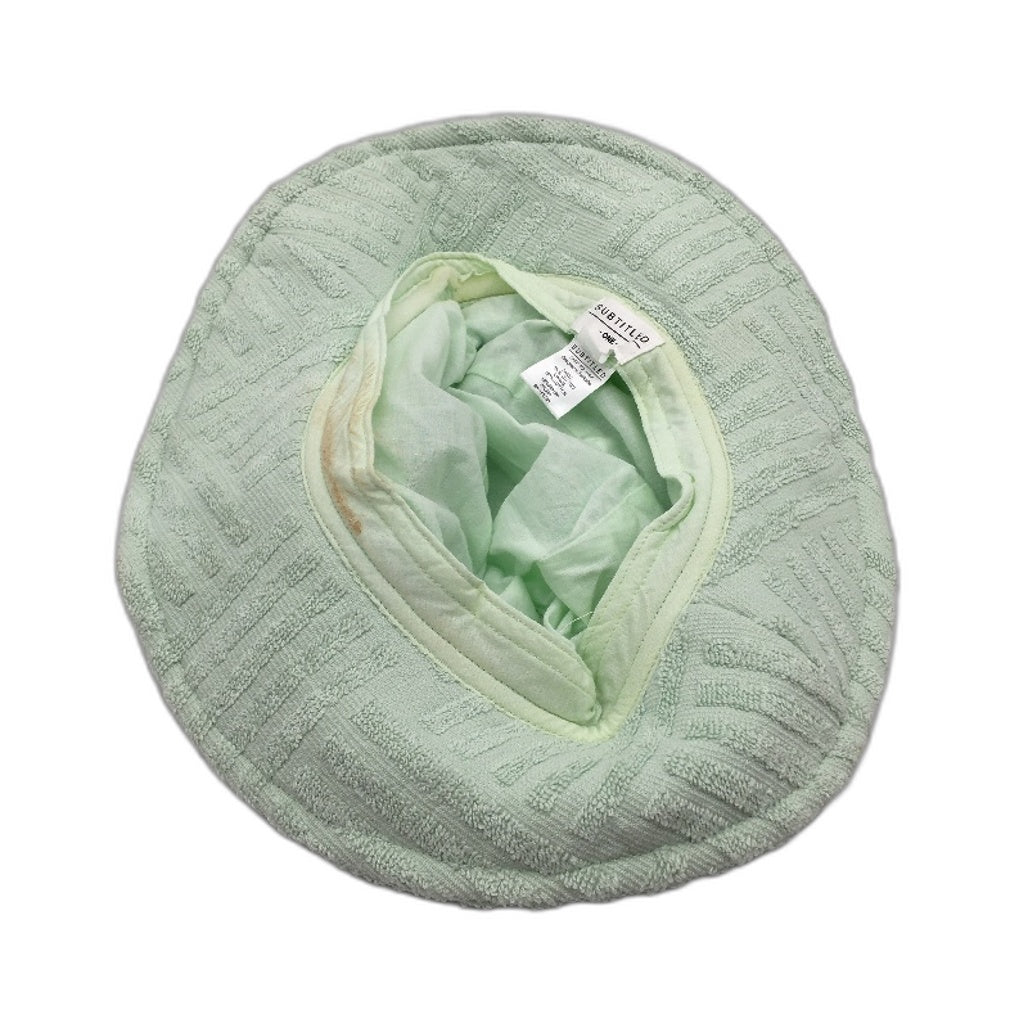 Subtitled Pastel Green Towel Textured Bucket Hat Cotton Unisex One Size NEW