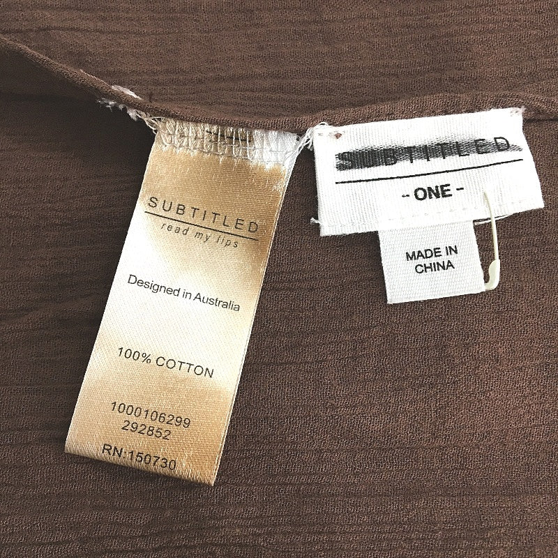 Subtitled Textured Cotton Woven Short Scarf Multifunctional One Size Brown NEW