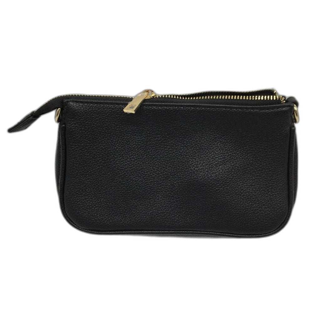 PETA & JAIN Black Small Shoulder Bag With Crossbody Strap & Mini Pouch NEW