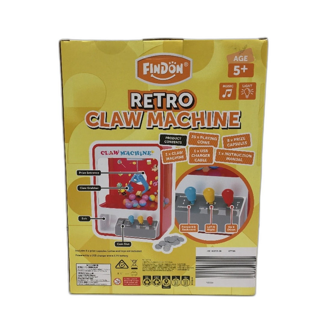 Findon Retro Style Mini Music Claw Machine USB With Coins & Capsules Age 5+ NEW
