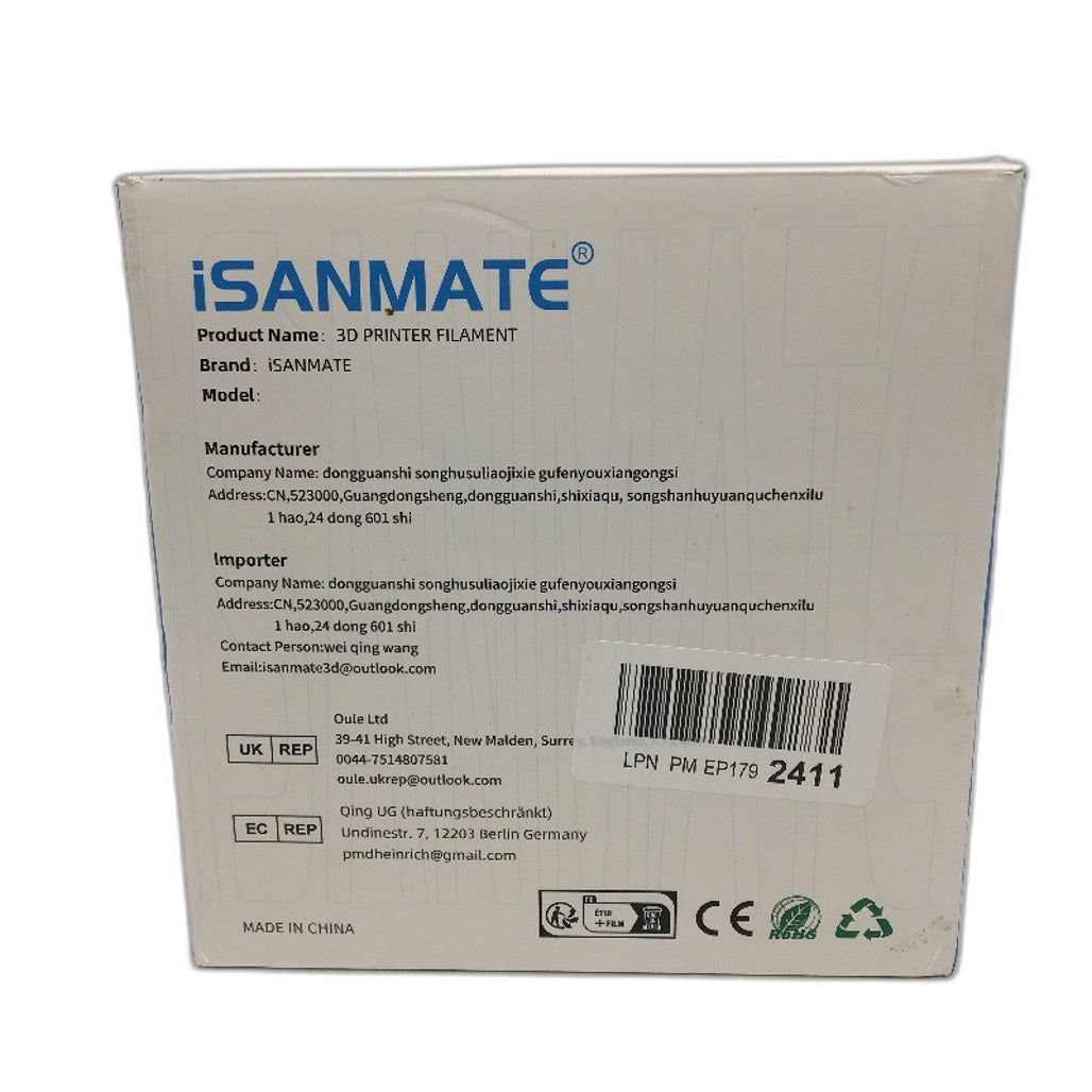 ISANMATE HS PLA High Speed 3D Printer Filament 1 75MM White 1KG Spool NEW