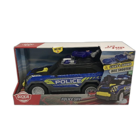 Dickie Toys Police SUV Large Toy Car With Light And Sound Disc Shooter NEW