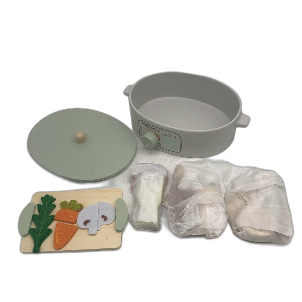 Little Town Wooden Slow Cooker Set 24PCS Pretend Play Kitchen Toys Age 3Y+ NEW