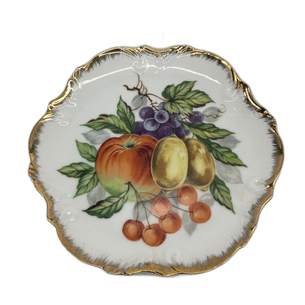 Made In Japan Set of 3 Gold Edged Fruit Themed Decorative Wall Hanging Plates