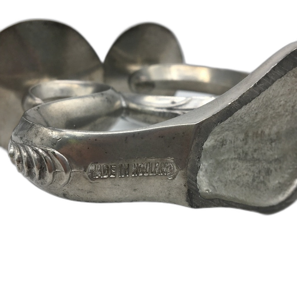 VINTAGE Made In Holland Pewter Style Ornate Swirl Metal 2 Candle Stick Holder