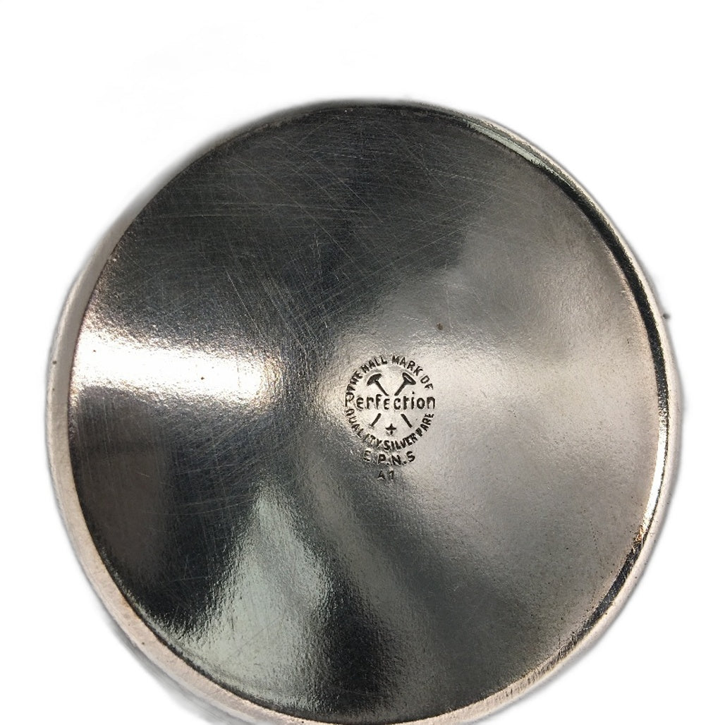 ANTIQUE Perfection EPNS Small Glass Candy Dish With Silver Plated Surround