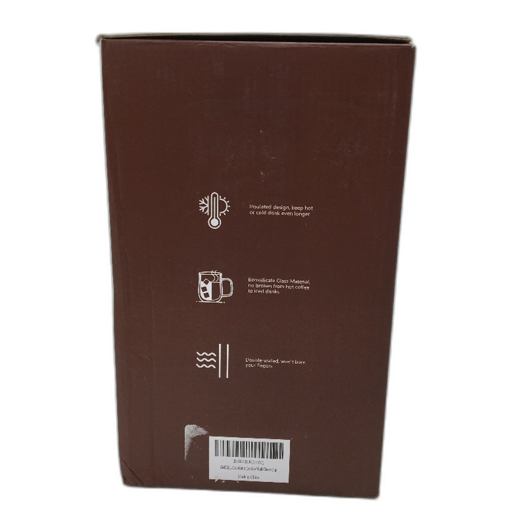 Comome 4 Pcs 470ml Double Walled Glass Coffee Mugs Tea Cup Set With Handles