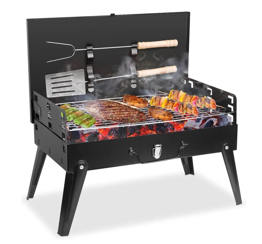 XICEN Outdoor Foldable Portable Camping BBQ Grill With Accessories & Lid