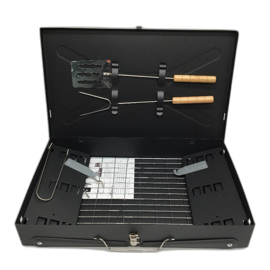 XICEN Outdoor Foldable Portable Camping BBQ Grill With Accessories & Lid