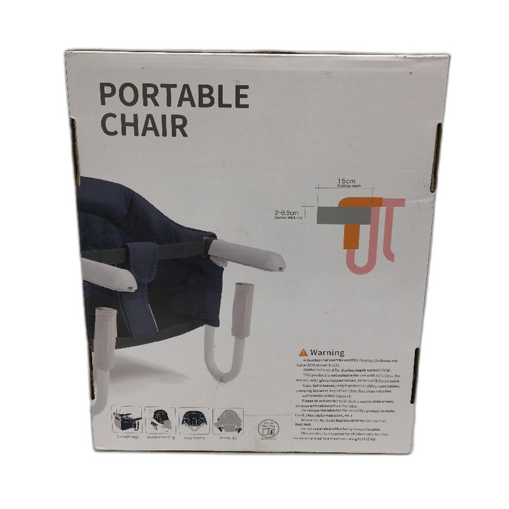 Hook-On Baby Feeding High Chair Portable Blue Dinosaur Pattern With Carry Bag