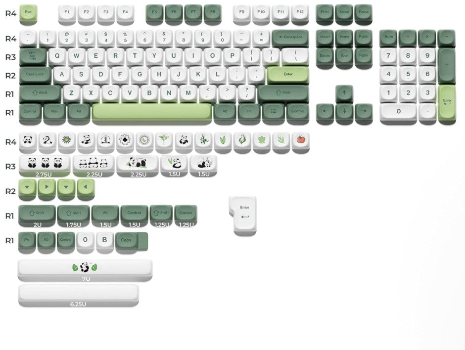 XVX MOA Profile Matcha Panda PBT Dye-Sub 143-Key Keycaps Set