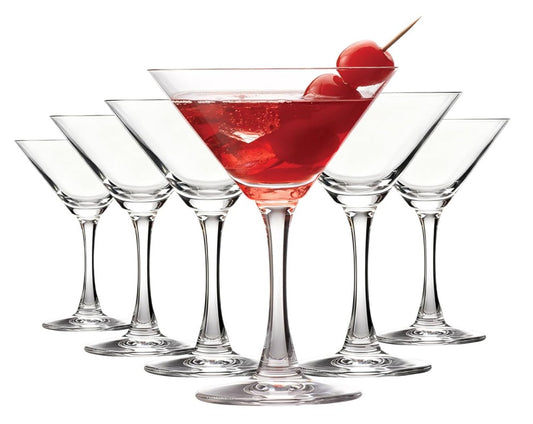 6 Pcs Classic Martini Glass Set Hand Blown Elegant Drinkware
