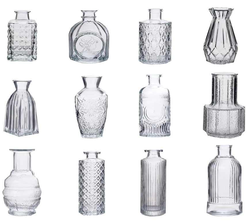 12 Pcs Glass Bud Vases Small Clear Mini Vase Set Home Table Decor