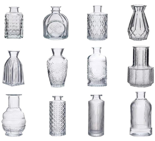 12 Pcs Glass Bud Vases Small Clear Mini Vase Set Home Table Decor