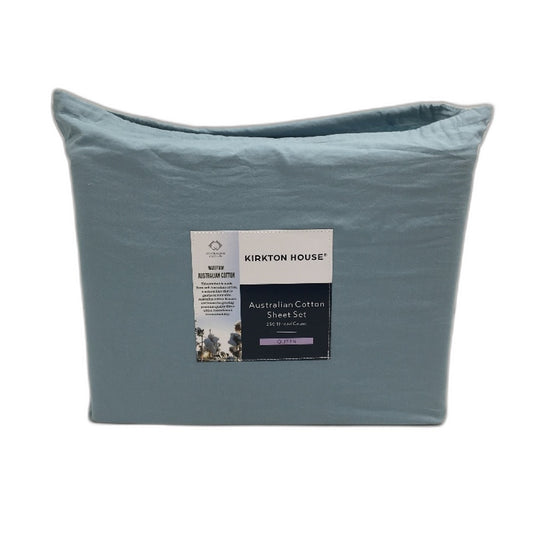 Kirkton House Sage Green 250 TC Australian Cotton Sheet Set QUEEN Size NEW