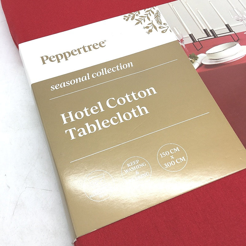 Peppertree Hotel Collection Cotton 10-12 Seater Oblong Red Tablecloth 1.5x3m NEW