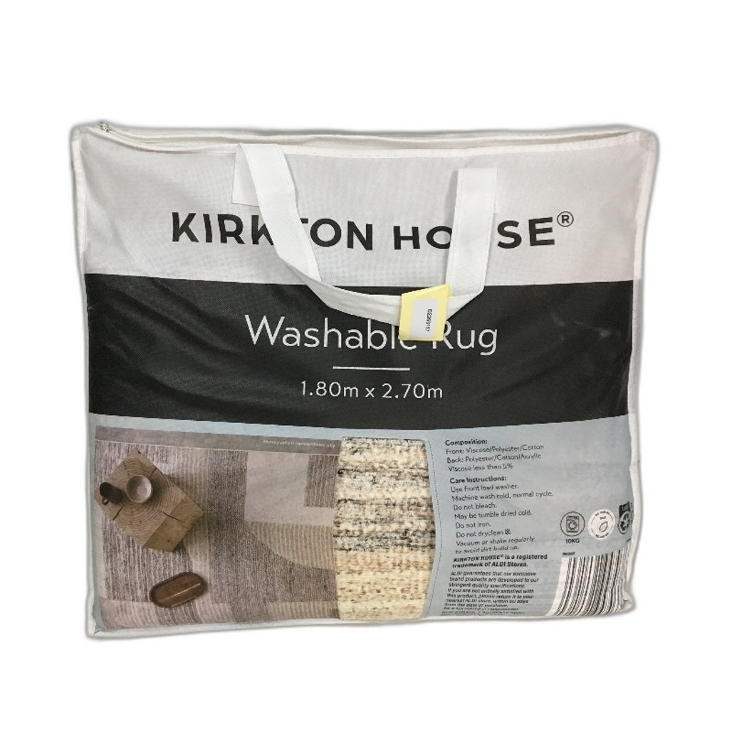 Kirkton House Shapes Neutral Tones Machine Washable Foldable Rug 1.8 x 2.7m NEW
