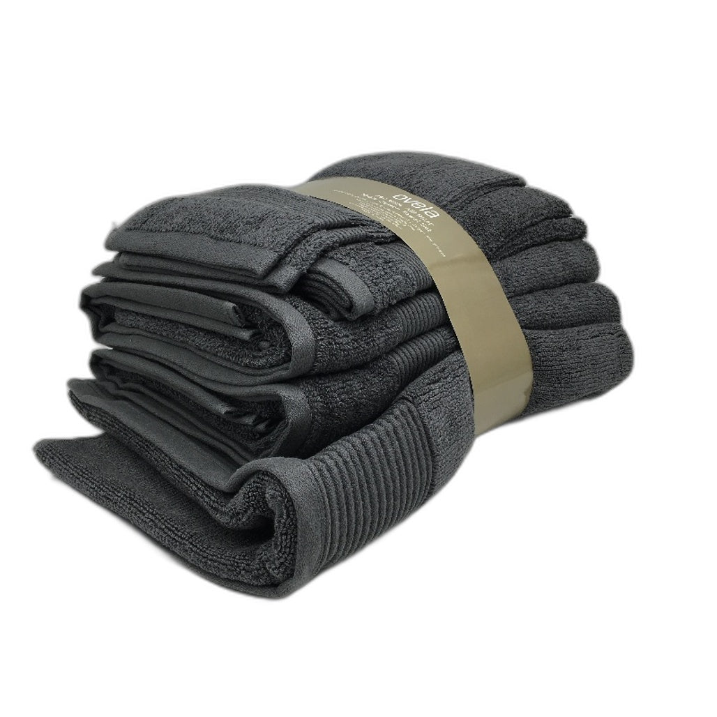 Ovela Luxury Air Rich 550GSM 100% Cotton Dark Grey 7 Piece Bath Towel Set NEW
