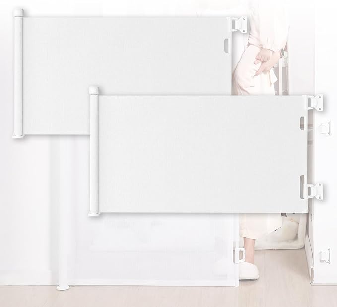 2 Pack Retractable Safety Baby Gate Mesh White 140x86cm Doorway Stairs Halls NEW